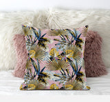 16” Gold Pink Tropical Suede Throw Pillow