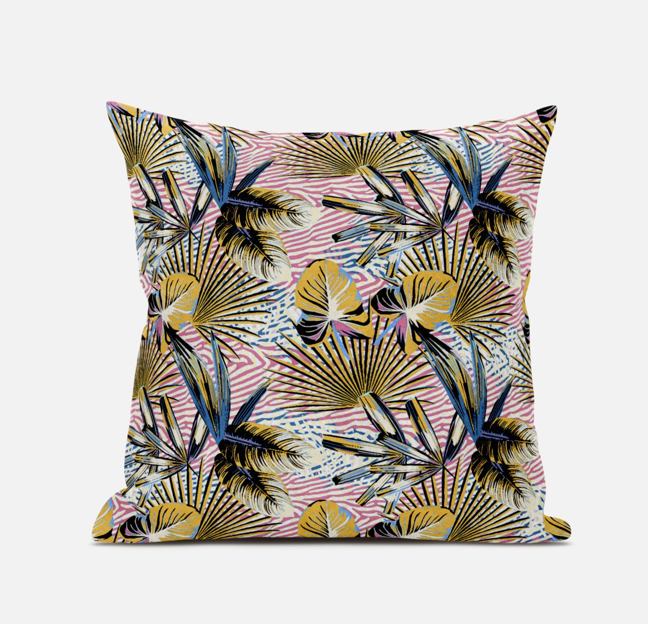 18” Gold Pink Tropical Suede Throw Pillow