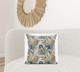 18” Blue Gold Tropical Suede Throw Pillow