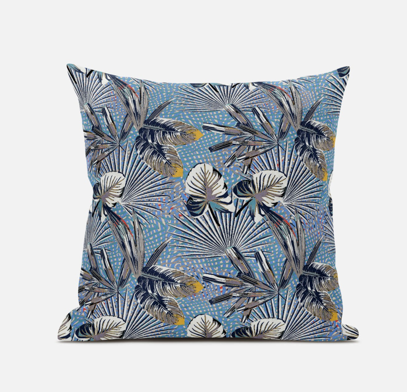 18” Gray Blue Tropical Suede Throw Pillow