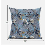 18” Gray Blue Tropical Suede Throw Pillow
