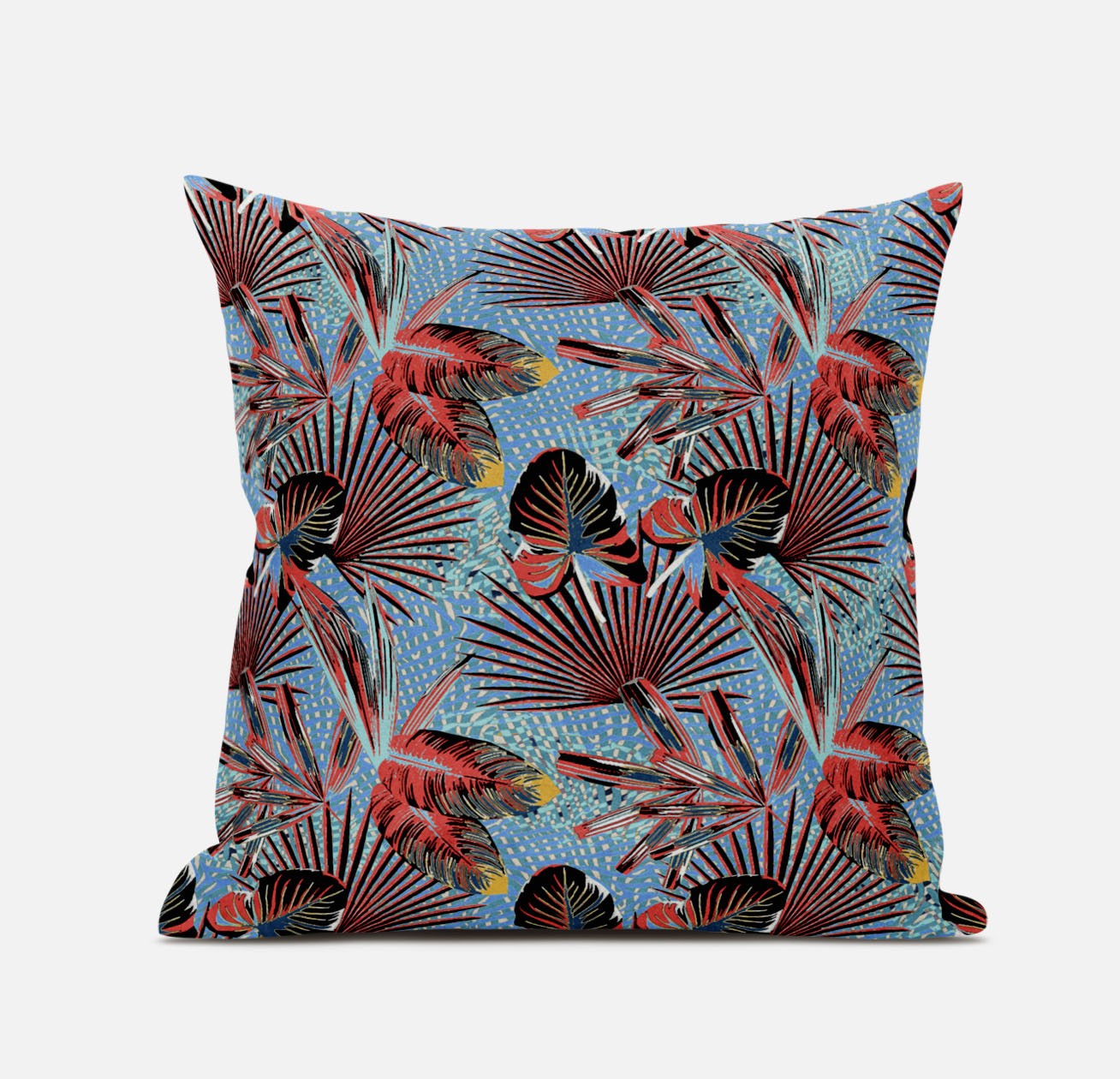 16” Coral Blue Tropical Suede Throw Pillow