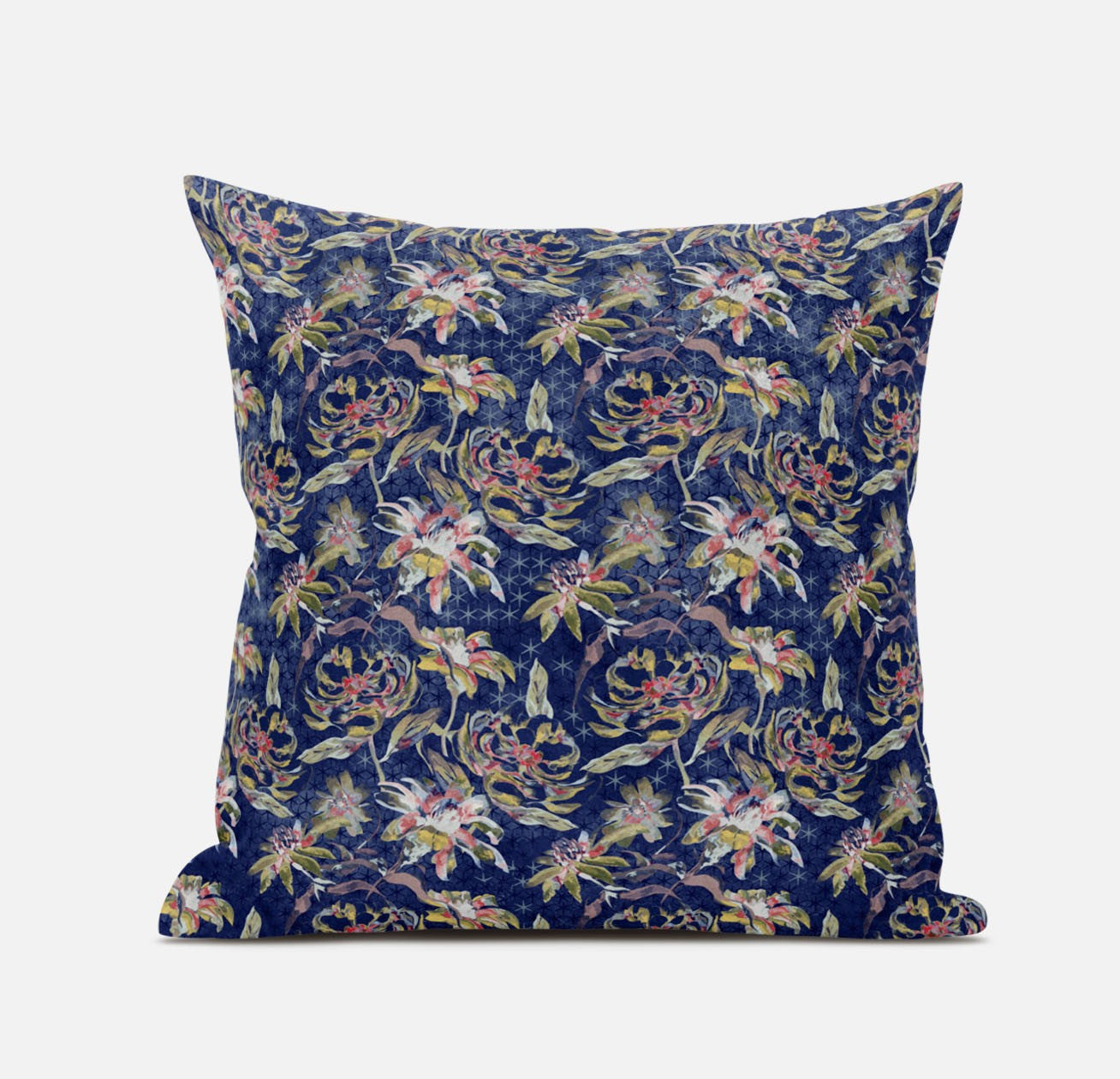 16" Blue Yellow Roses Suede Throw Pillow