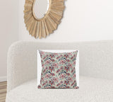 18" Red Pale Green Roses Suede Throw Pillow