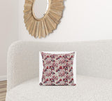 16" Red White Roses Suede Throw Pillow