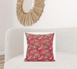 18" Salmon Red Roses Suede Throw Pillow