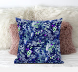 16" Purple Blue Springtime Suede Throw Pillow