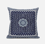 18” Indigo Blue Holy Floral Suede Throw Pillow