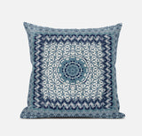 16” Blue White Holy Floral Suede Throw Pillow
