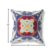 18” Indigo White Geo Tribal Indoor Outdoor Throw Pillow