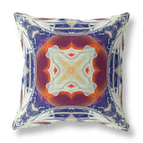 18” Indigo White Geo Tribal Indoor Outdoor Throw Pillow