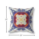 18” Indigo White Geo Tribal Indoor Outdoor Throw Pillow