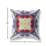 18” Indigo White Geo Tribal Indoor Outdoor Throw Pillow