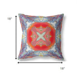 18” Blue Orange Geo Tribal Indoor Outdoor Throw Pillow