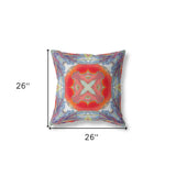 18” Blue Orange Geo Tribal Indoor Outdoor Throw Pillow