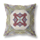 18” Green Brown Geo Tribal Indoor Outdoor Throw Pillow