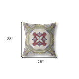 18” Green Brown Geo Tribal Indoor Outdoor Throw Pillow