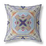 18” Navy Sage Geo Tribal Indoor Outdoor Throw Pillow