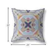 18” Navy Sage Geo Tribal Indoor Outdoor Throw Pillow