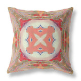 18” Peach Green Geo Tribal Indoor Outdoor Throw Pillow