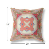 18” Peach Green Geo Tribal Indoor Outdoor Throw Pillow