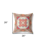 18” Peach Green Geo Tribal Indoor Outdoor Throw Pillow