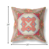 18” Peach Green Geo Tribal Indoor Outdoor Throw Pillow