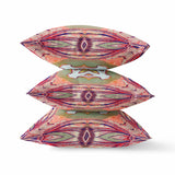 16” Magenta Green Geo Tribal Indoor Outdoor Throw Pillow