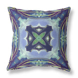 18” Blue Green Geo Tribal Indoor Outdoor Throw Pillow