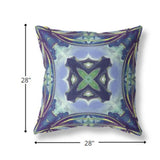 18” Blue Green Geo Tribal Indoor Outdoor Throw Pillow