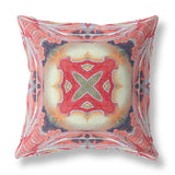 16” Peach Red Geo Tribal Indoor Outdoor Throw Pillow