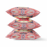 16” Peach Red Geo Tribal Indoor Outdoor Throw Pillow