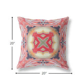 18” Peach Red Geo Tribal Indoor Outdoor Throw Pillow