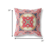 18” Peach Red Geo Tribal Indoor Outdoor Throw Pillow