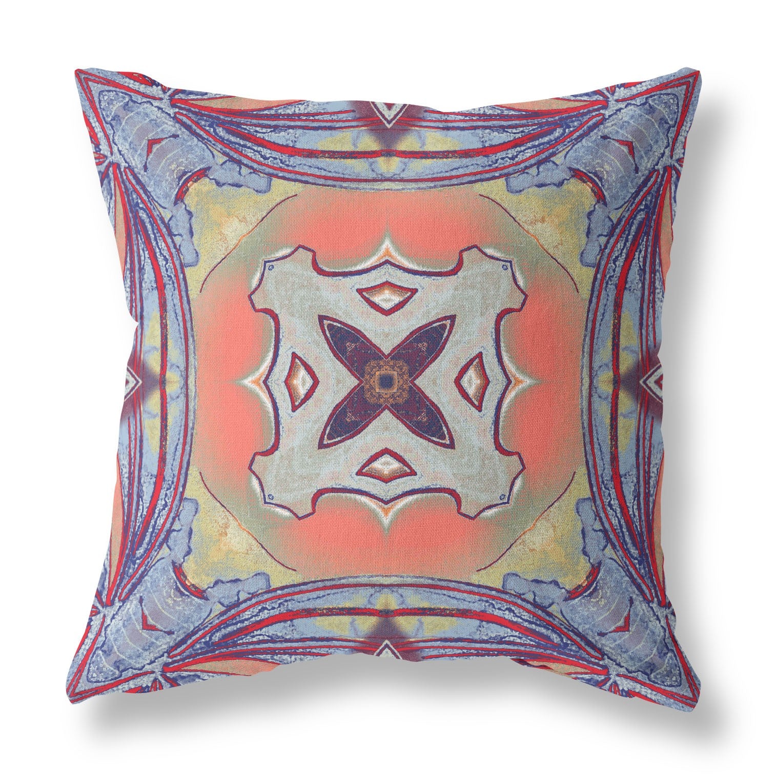 16” Purple Orange Geo Tribal Indoor Outdoor Throw Pillow