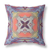 16” Purple Orange Geo Tribal Indoor Outdoor Throw Pillow