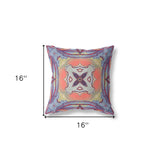 16” Purple Orange Geo Tribal Indoor Outdoor Throw Pillow