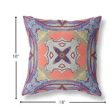 18” Purple Orange Geo Tribal Indoor Outdoor Throw Pillow