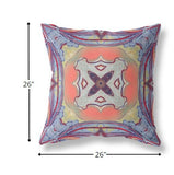 18” Purple Orange Geo Tribal Indoor Outdoor Throw Pillow