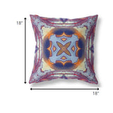 18” Indigo Yellow Geo Tribal Indoor Outdoor Throw Pillow