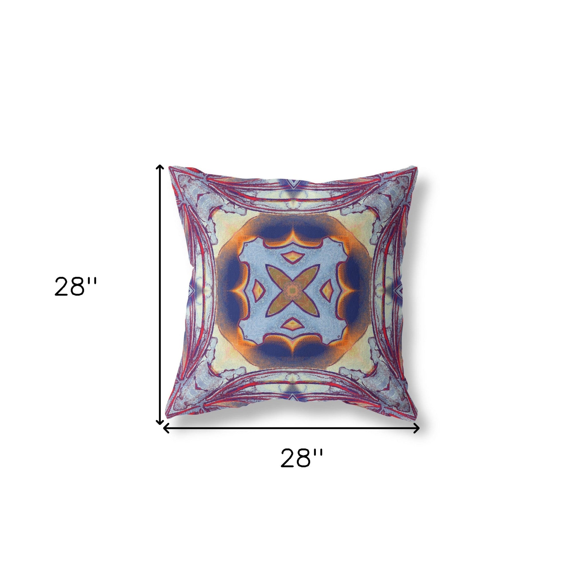 18” Indigo Yellow Geo Tribal Indoor Outdoor Throw Pillow