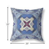 18” Blue Cream Geo Tribal Indoor Outdoor Throw Pillow