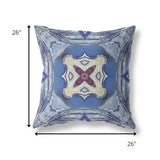 18” Blue Cream Geo Tribal Indoor Outdoor Throw Pillow