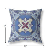 18” Blue Cream Geo Tribal Indoor Outdoor Throw Pillow