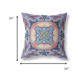 18” Indigo Peach Geo Tribal Indoor Outdoor Throw Pillow