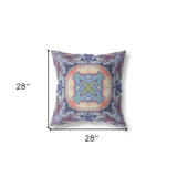 18” Indigo Peach Geo Tribal Indoor Outdoor Throw Pillow