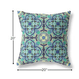 18" Aqua Indigo Cloverleaf Indoor Outdoor Throw Pillow