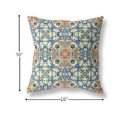 16" Blue Cream Cloverleaf Indoor Outdoor Throw Pillow