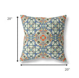 18" Blue Cream Cloverleaf Indoor Outdoor Throw Pillow