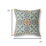 18" Blue Cream Cloverleaf Indoor Outdoor Throw Pillow